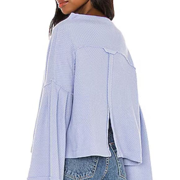 We The Free Womens Waffle Bunny Tee Size M Bluemoon Quartz Boho Beachy Soft Girl - Picture 5 of 9